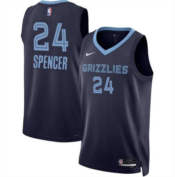 Mens Memphis Grizzlies #24 Cam Spencer Navy 2024 Draft Icon Edition Stitched Jersey Dzhi